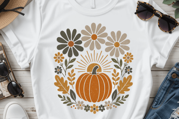 Download Pumpkin Retro Autumn Flower PNG - Autumn flower png Collection