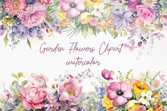 Download Watercolor Garden Flowers Clipart - Premium Resources