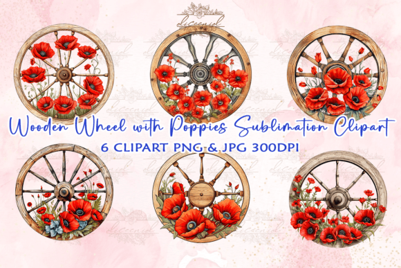 Download Wooden Wheel with Poppies Clipart - Poppies clipart Collection