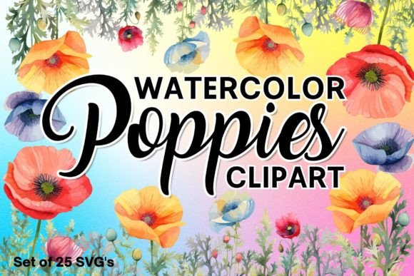 Download Watercolor Poppies Clipart Set - Poppies clipart Collection