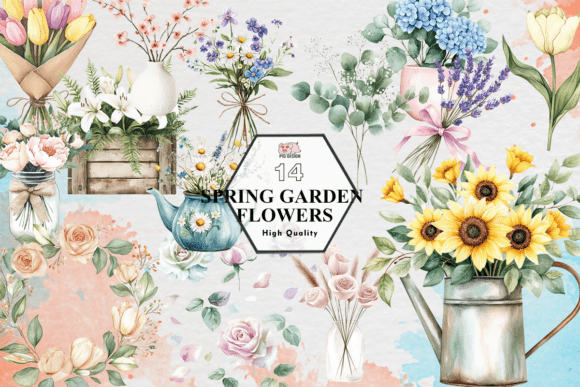 Download Spring Garden Flowers Clipart PNG - Premium Resources