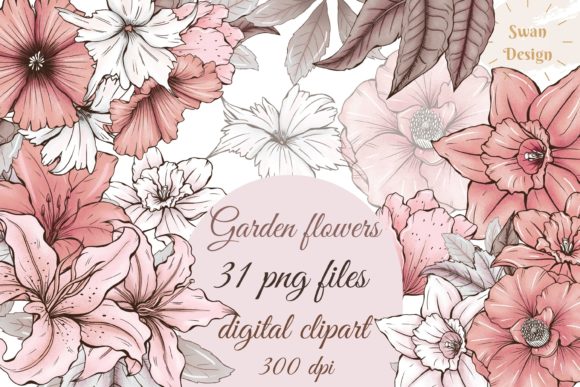 Download Cute Pink Garden Flowers Clipart - Premium Resources