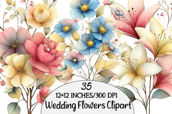 Download Watercolor Wedding Flowers Clipart - Watercolor wedding flowers Collection